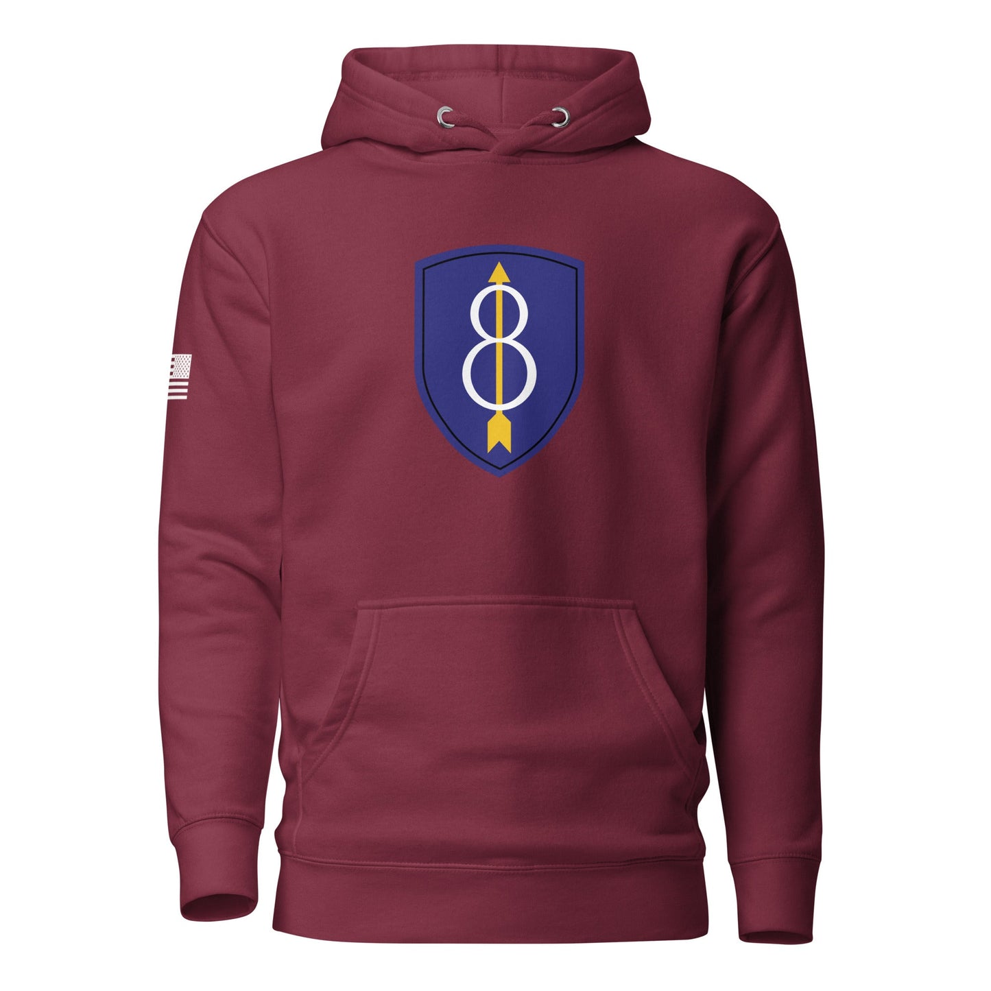 8th Infantry Division Insignia ("Pathfinder") | Premium Cotton Hoodie Cotton Hoodie Gun Beaver Maroon S