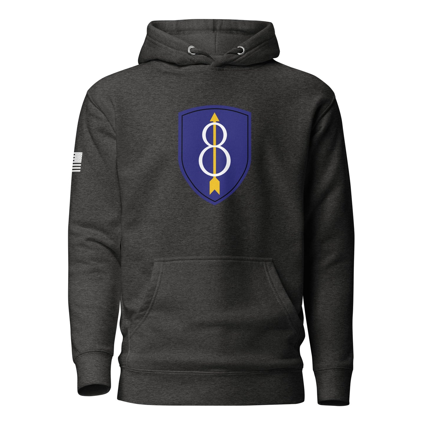 8th Infantry Division Insignia ("Pathfinder") | Premium Cotton Hoodie Cotton Hoodie Gun Beaver Charcoal Heather S