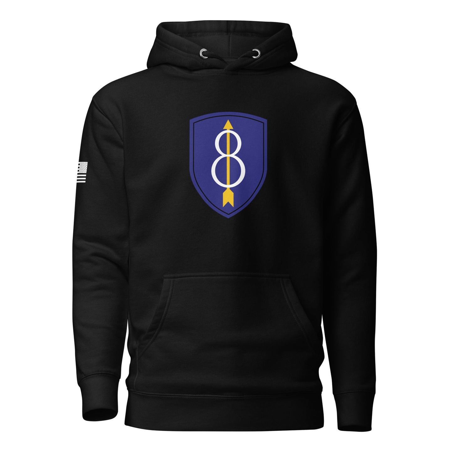 8th Infantry Division Insignia ("Pathfinder") | Premium Cotton Hoodie Cotton Hoodie Gun Beaver Black S