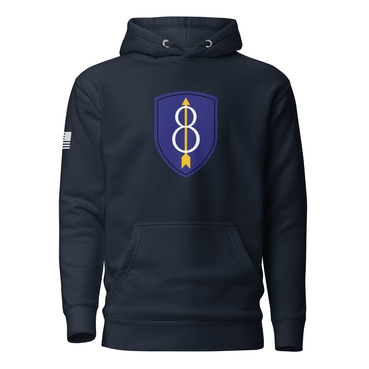 8th Infantry Division Insignia ("Pathfinder") | Premium Cotton Hoodie Cotton Hoodie Gun Beaver Navy Blazer S