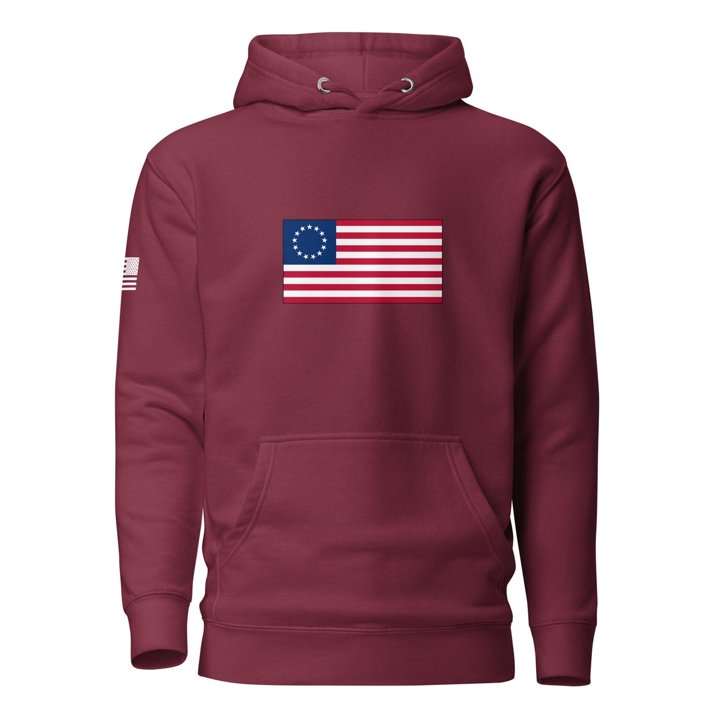 Betsy Ross Flag | Premium Cotton Hoodie Cotton Hoodie Gun Beaver Maroon S