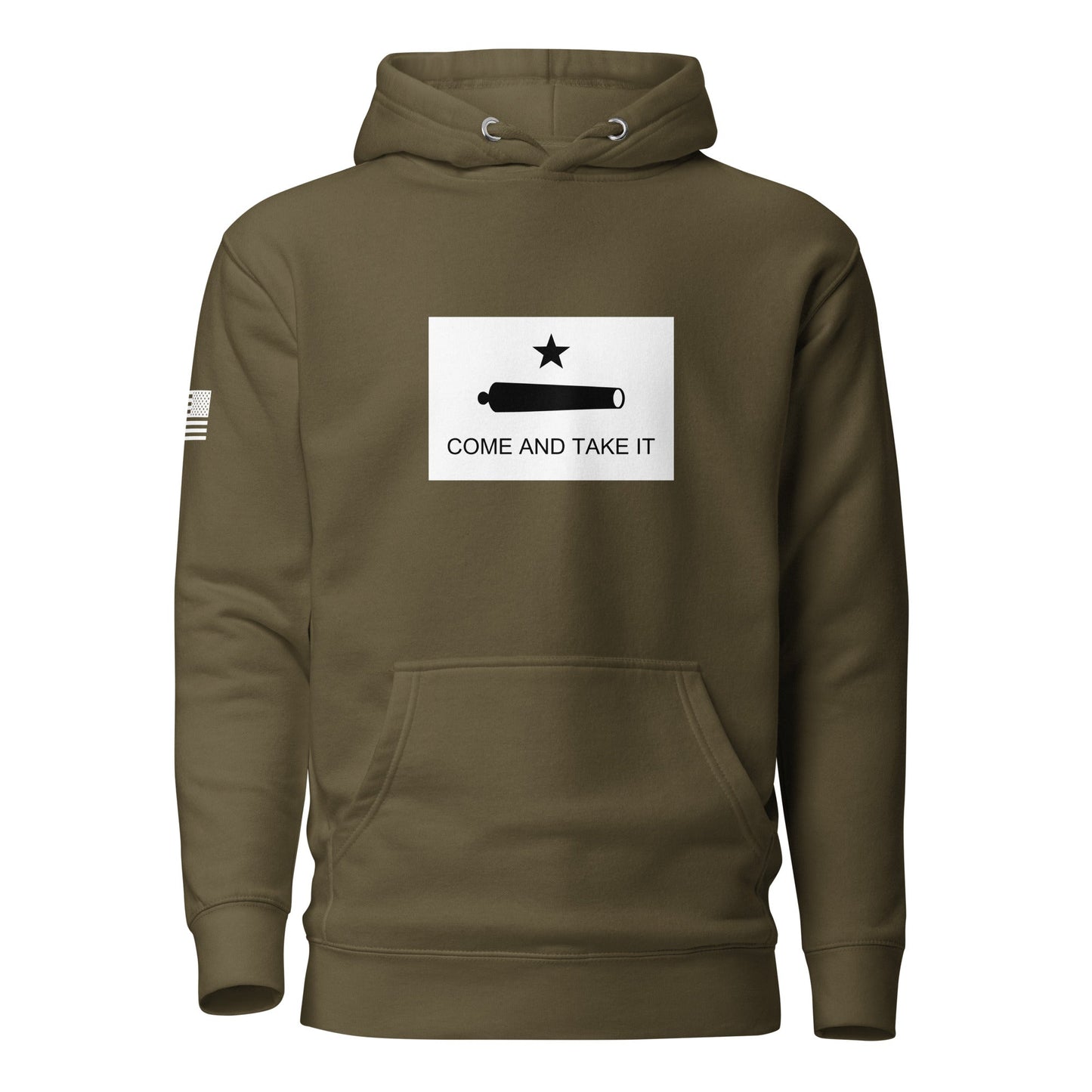 "Come and Take It" Gonzales Flag | Premium Cotton Hoodie Cotton Hoodie Gun Beaver Military Green S