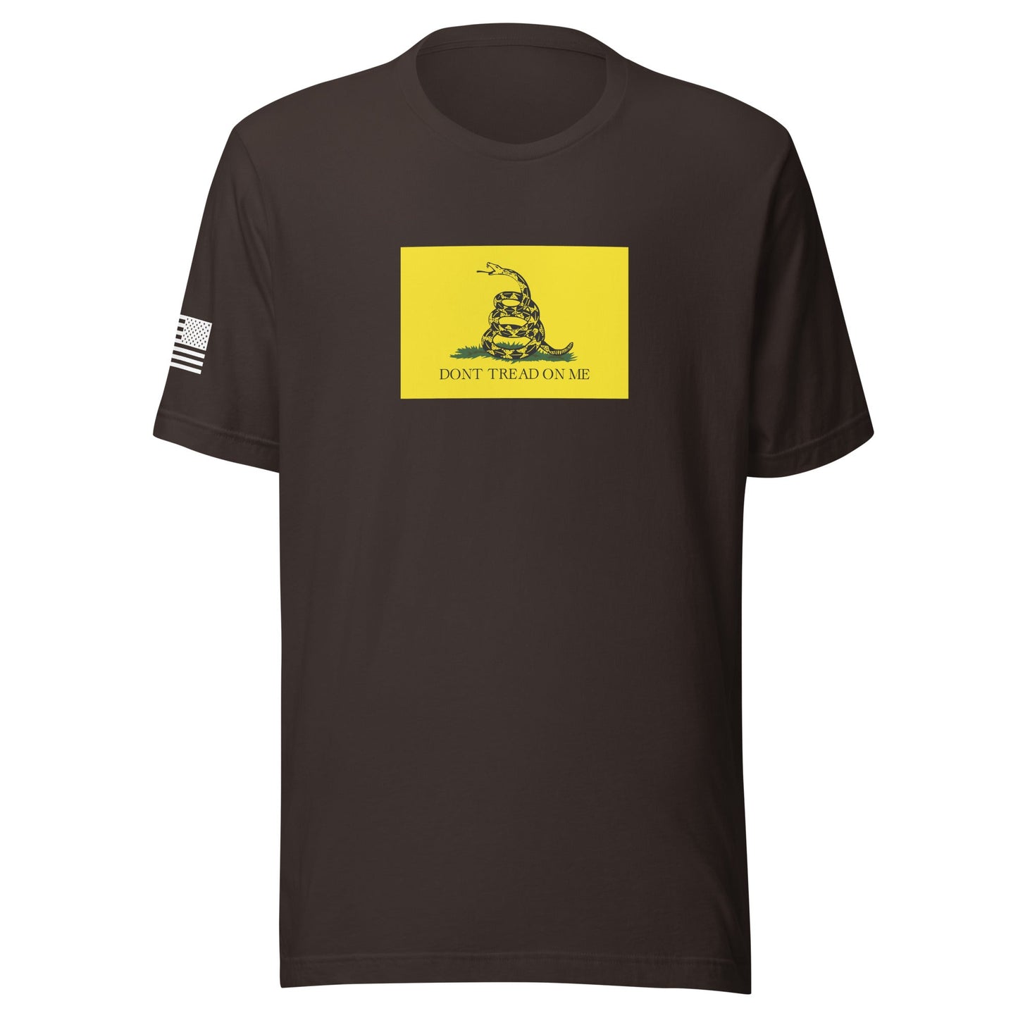 "Don't Tread On Me" Gadsden Flag | Short Sleeve Jersey T-Shirt | Bella + Canvas T-Shirt Gun Beaver Brown S