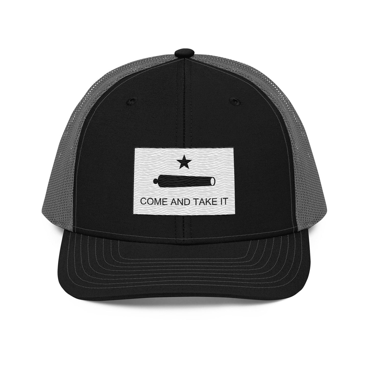 Embroidered "Come and Take It" Gonzales Flag | Snapback Trucker Cap | Richardson 112 Richardson 112 Gun Beaver Black / Charcoal