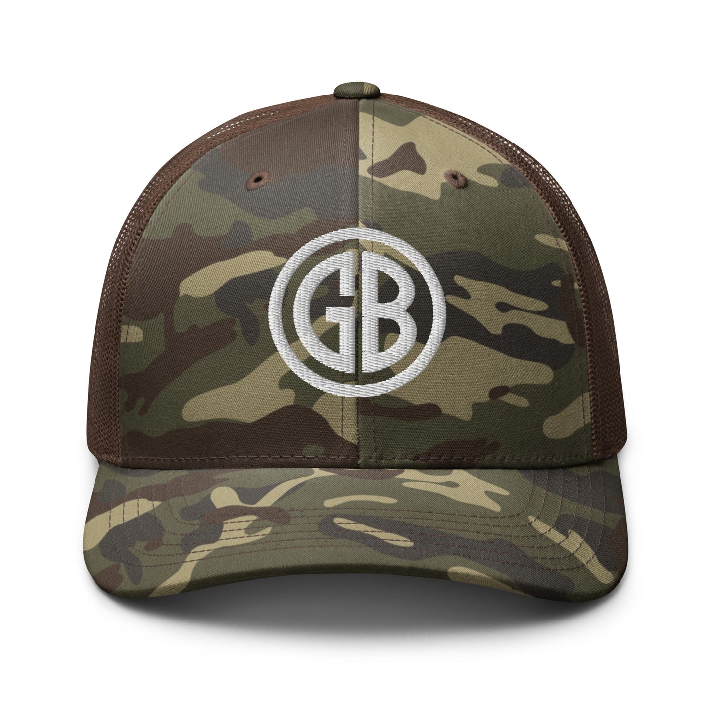 Embroidered Gun Beaver Logo | Camouflage Trucker Cap Camouflage Trucker Cap Gun Beaver Camo/Brown