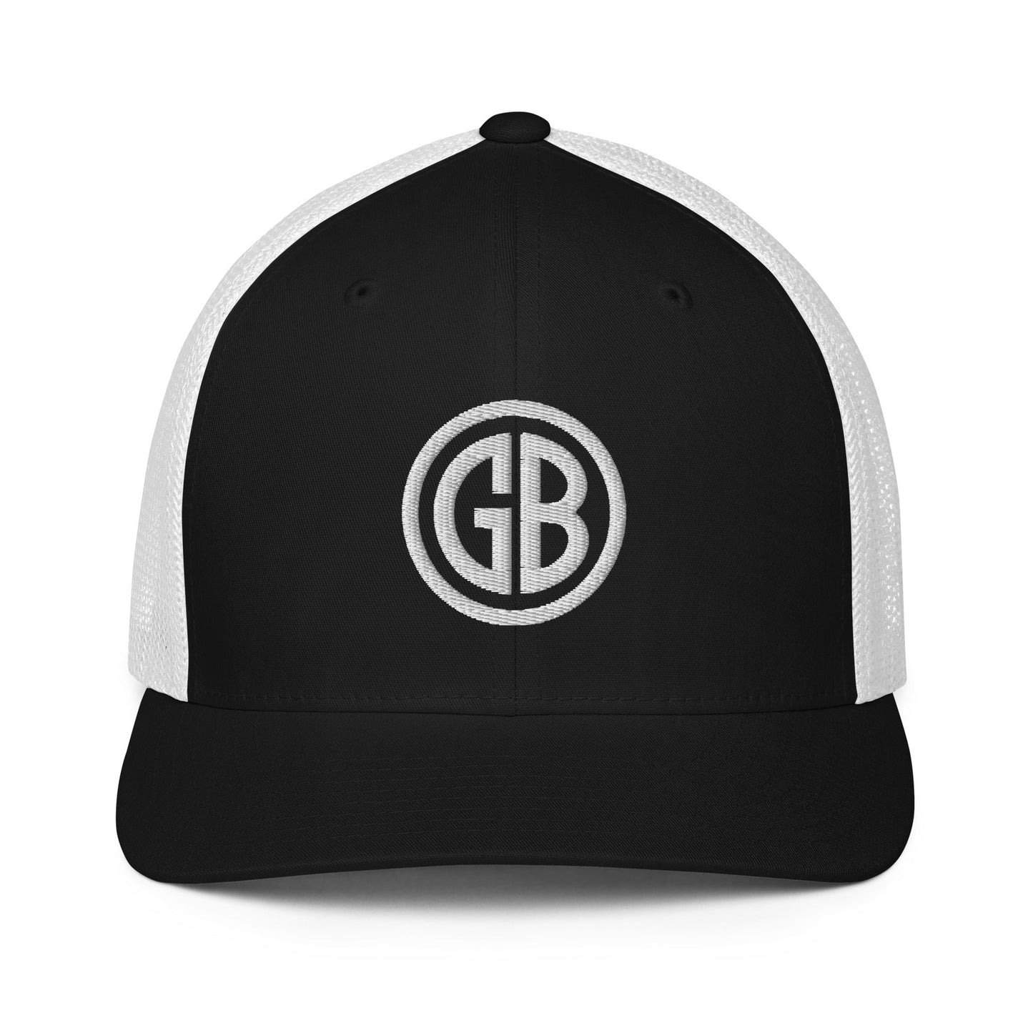 Embroidered Gun Beaver Logo | Closed-Back Trucker Cap | Flexfit 6511 Flexfit 6511 Gun Beaver Black/White