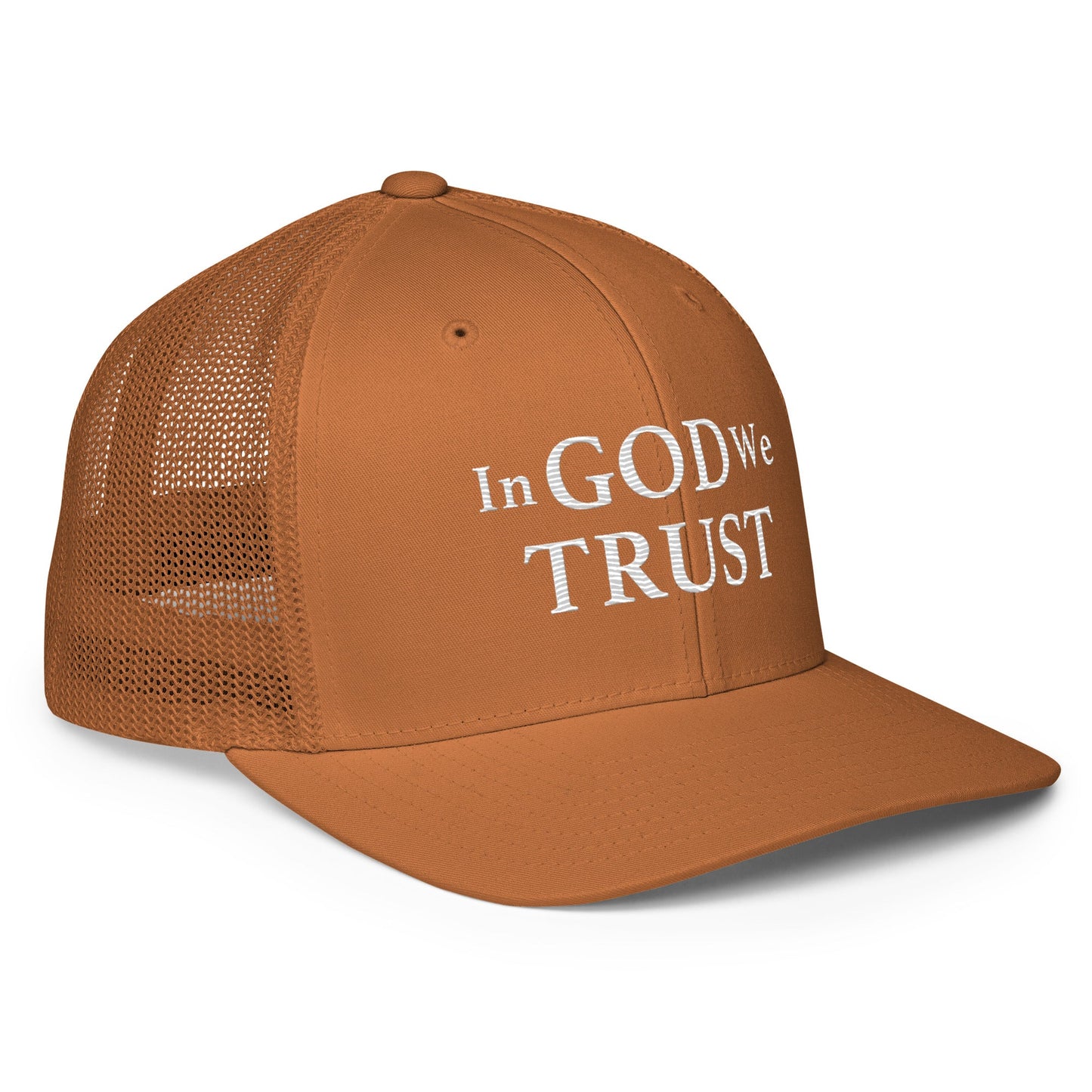 Embroidered "In God We Trust" | Closed-Back Trucker Cap | Flexfit 6511 Flexfit 6511 Gun Beaver
