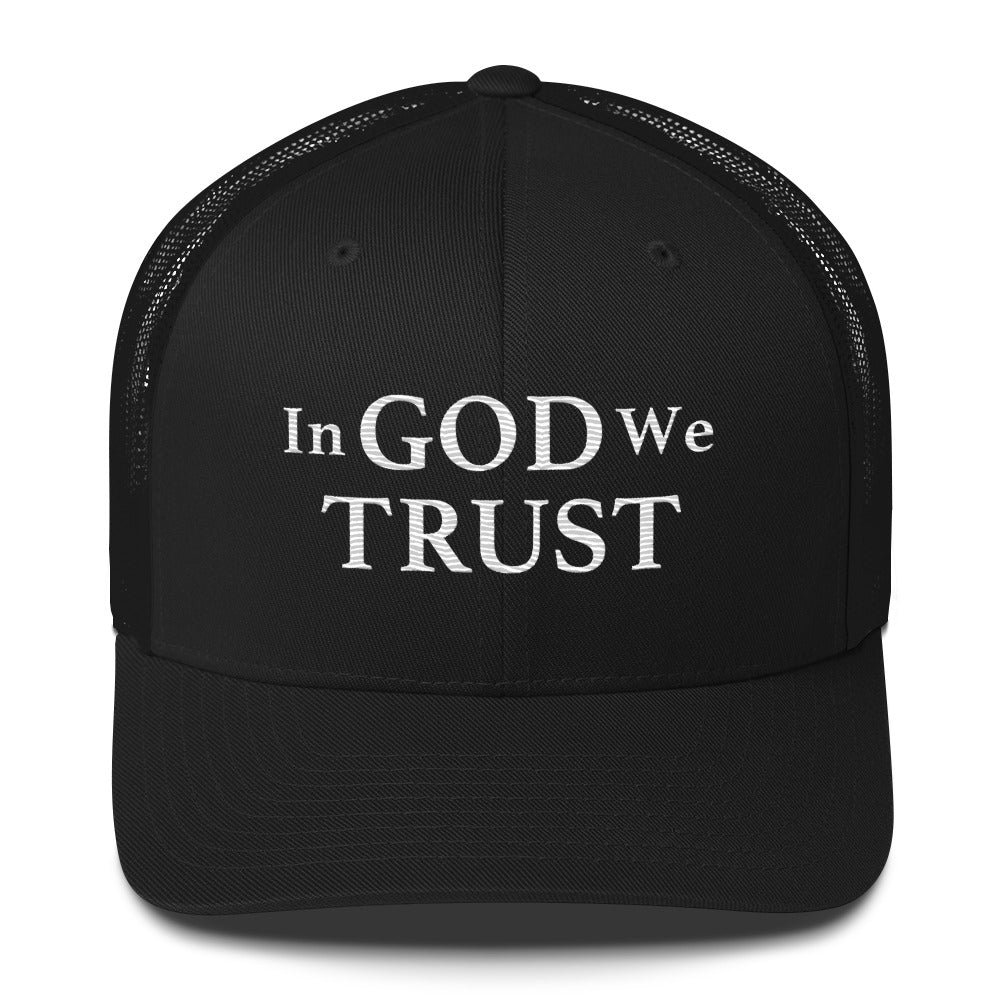 Embroidered "In God We Trust" | Retro Trucker Cap Retro Trucker Cap Gun Beaver Black