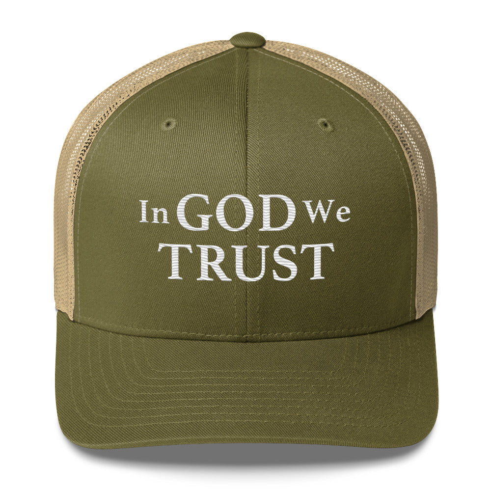 Embroidered "In God We Trust" | Retro Trucker Cap Retro Trucker Cap Gun Beaver Moss/ Khaki