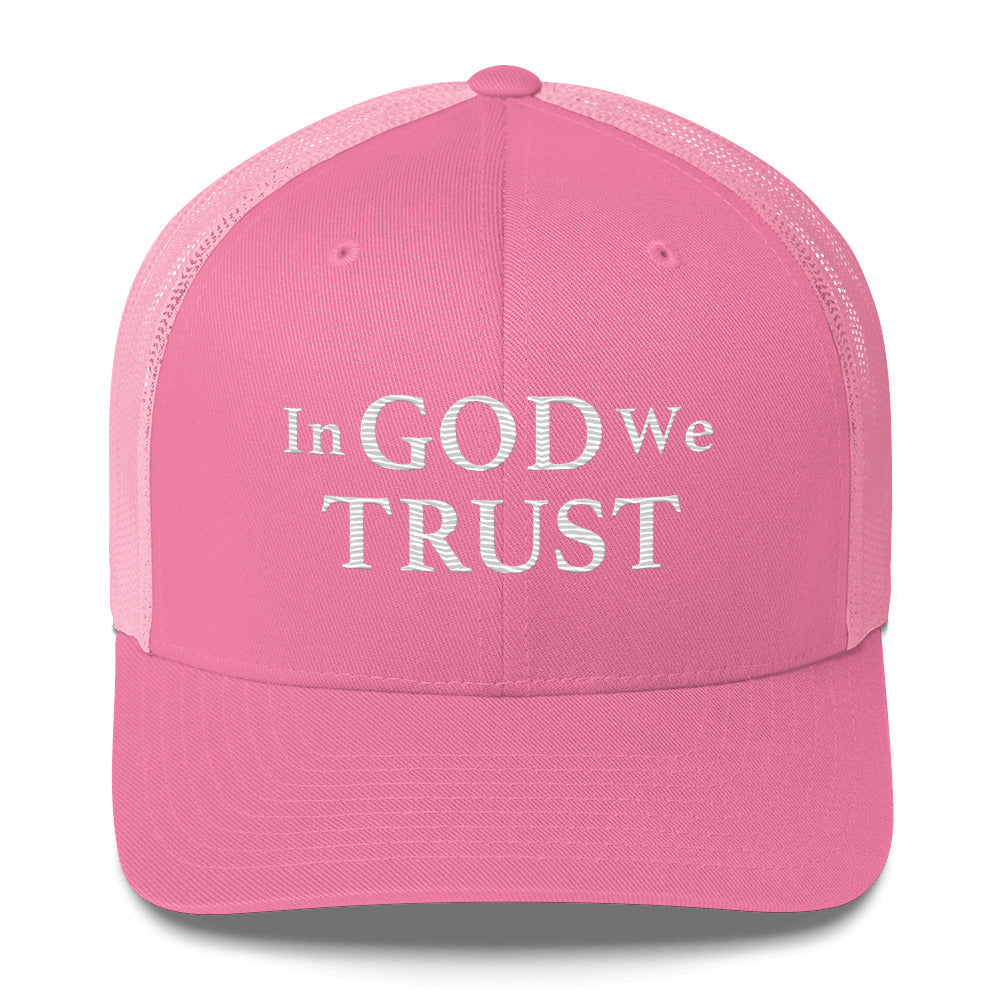Embroidered "In God We Trust" | Retro Trucker Cap Retro Trucker Cap Gun Beaver Pink