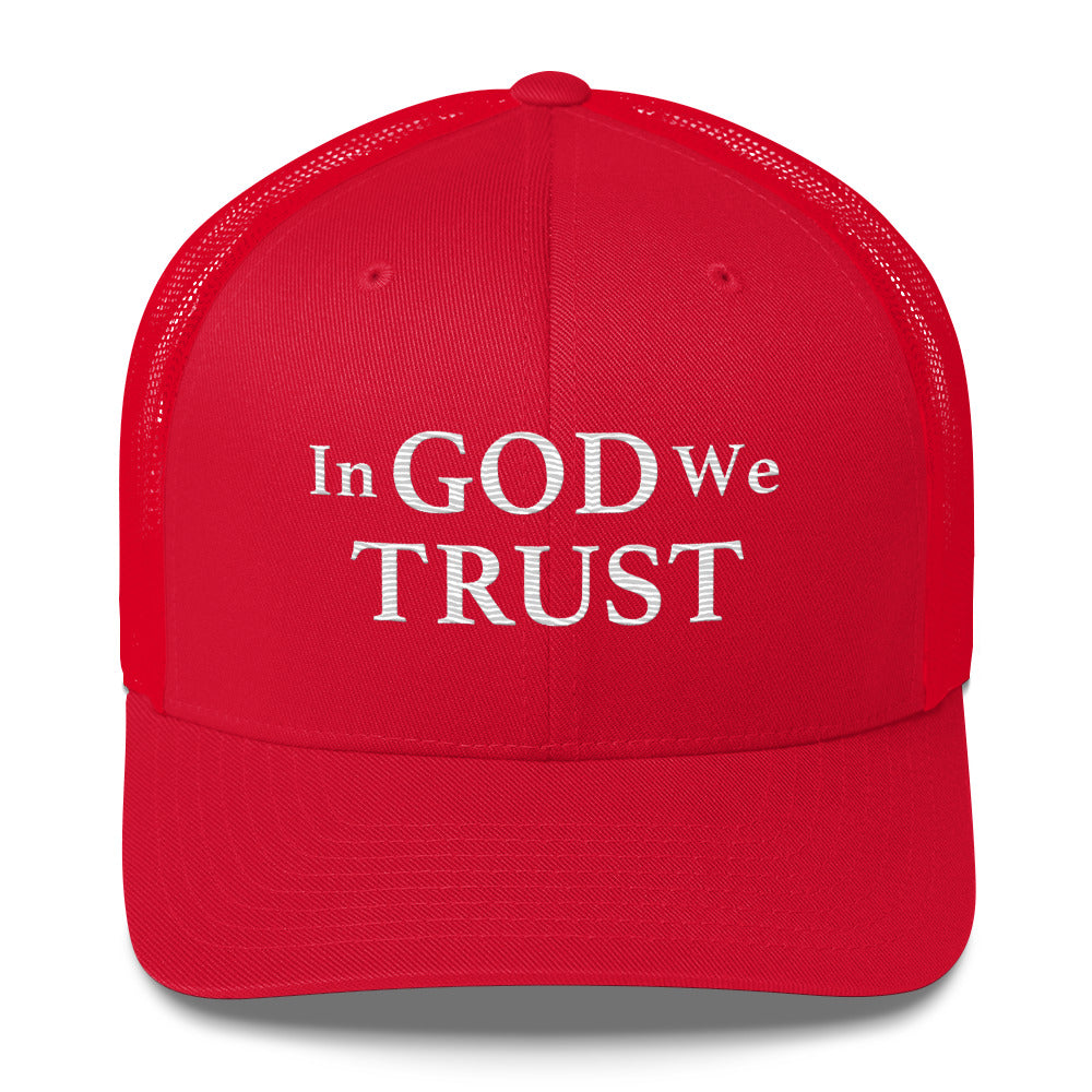 Embroidered "In God We Trust" | Retro Trucker Cap Retro Trucker Cap Gun Beaver Red