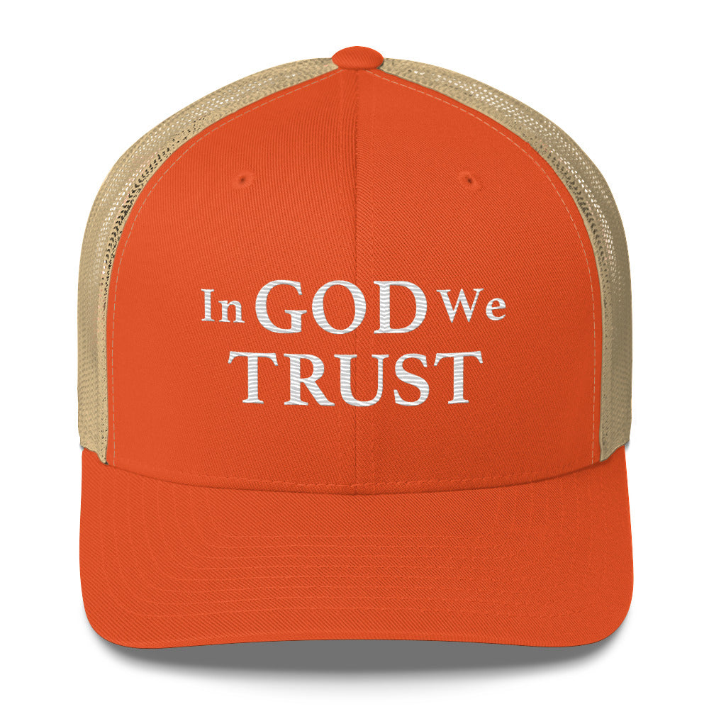 Embroidered "In God We Trust" | Retro Trucker Cap Retro Trucker Cap Gun Beaver Rustic Orange/ Khaki