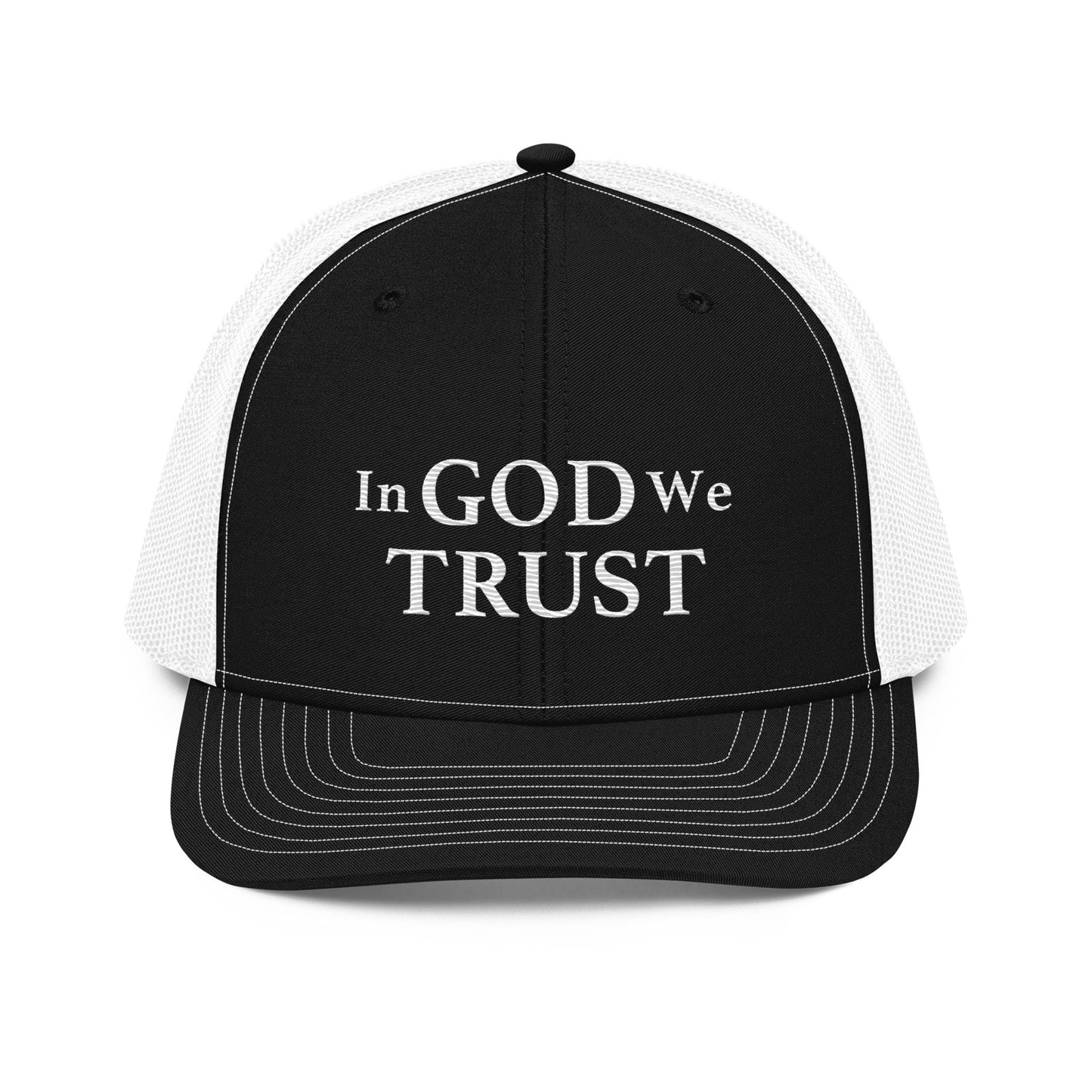 Embroidered "In God We Trust" | Snapback Trucker Cap | Richardson 112 Richardson 112 Gun Beaver Black / White