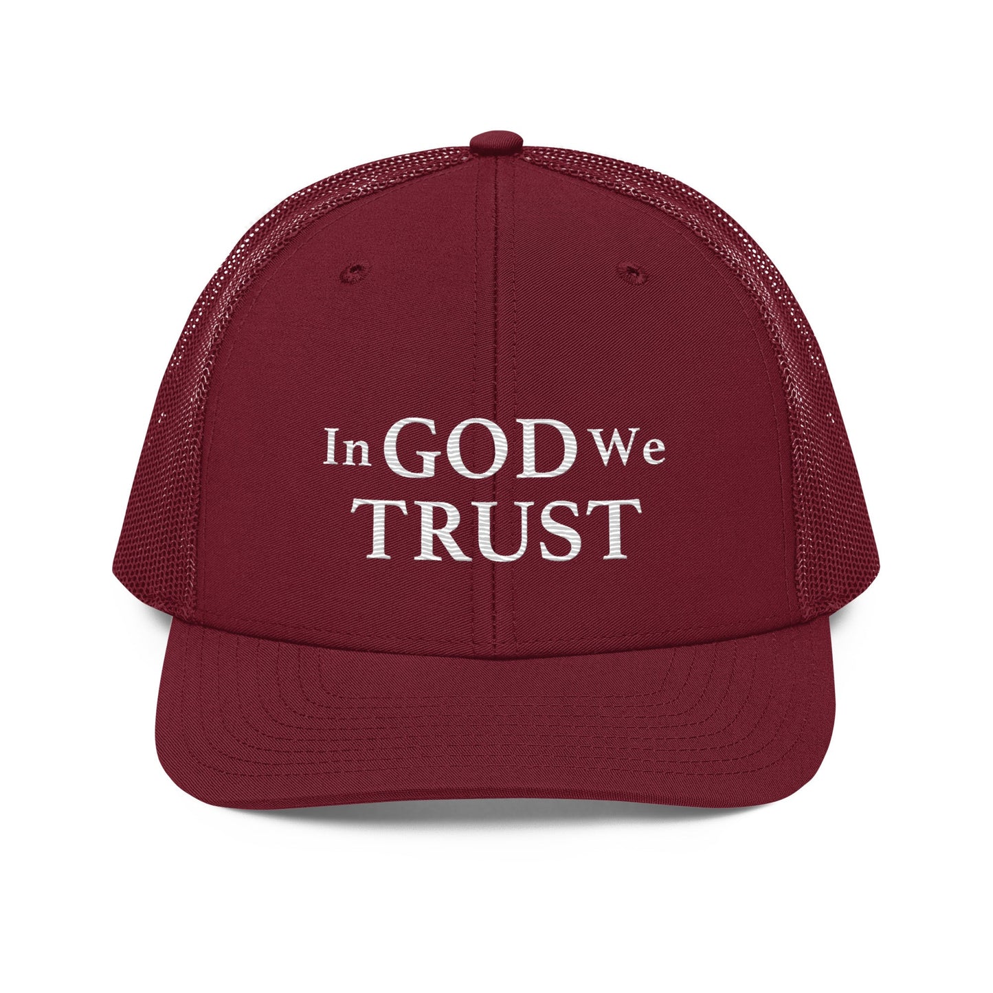 Embroidered "In God We Trust" | Snapback Trucker Cap | Richardson 112 Richardson 112 Gun Beaver Cardinal