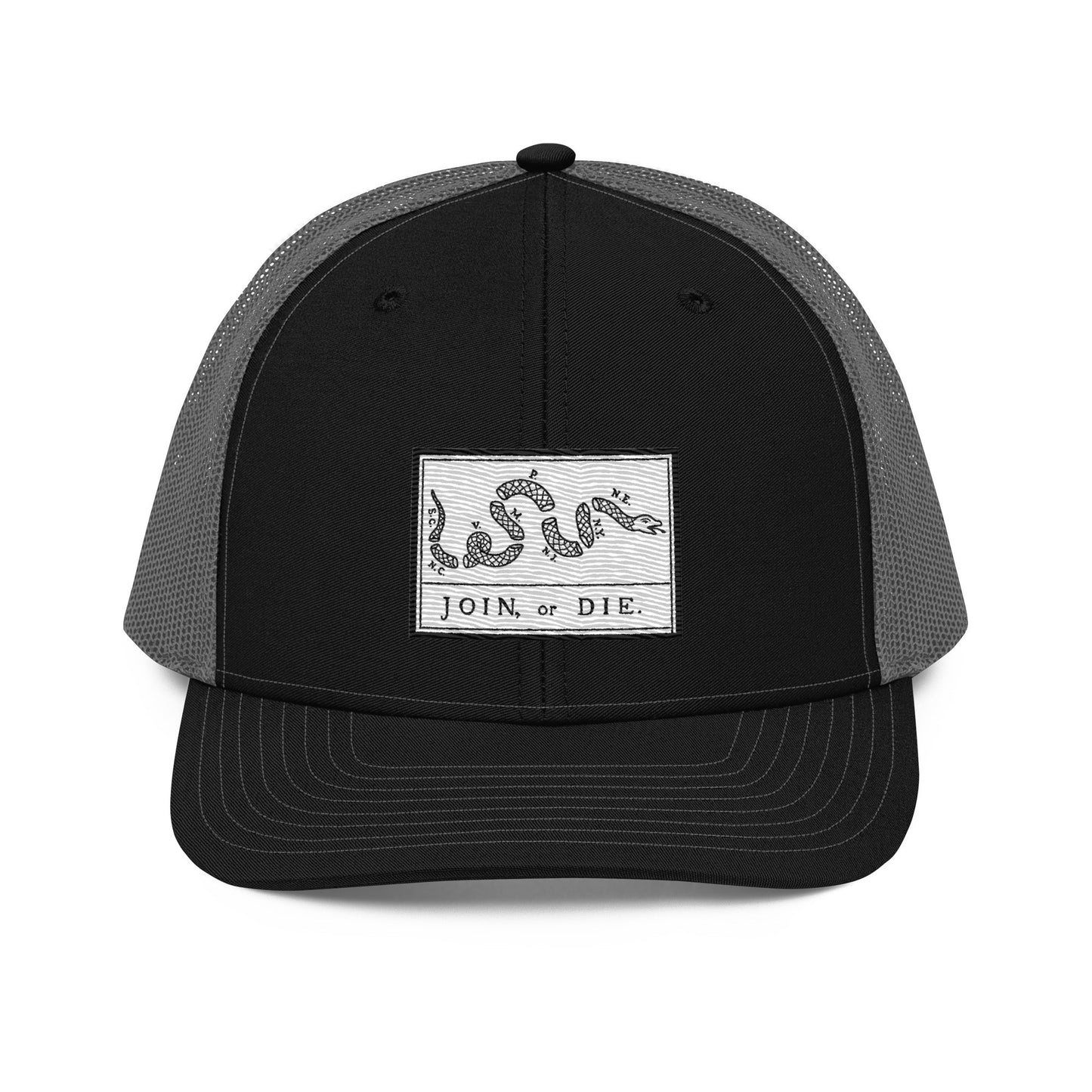 Embroidered “Join or Die" Flag | Snapback Trucker Cap | Richardson 112 Richardson 112 Gun Beaver Black / Charcoal
