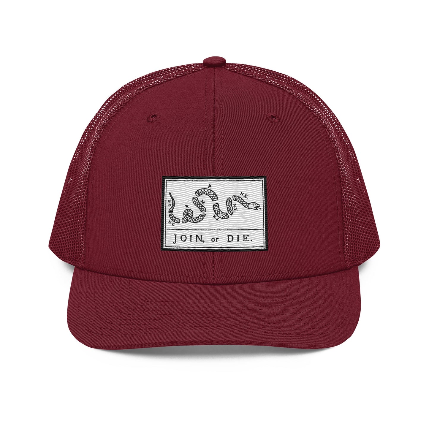 Embroidered “Join or Die" Flag | Snapback Trucker Cap | Richardson 112 Richardson 112 Gun Beaver Cardinal