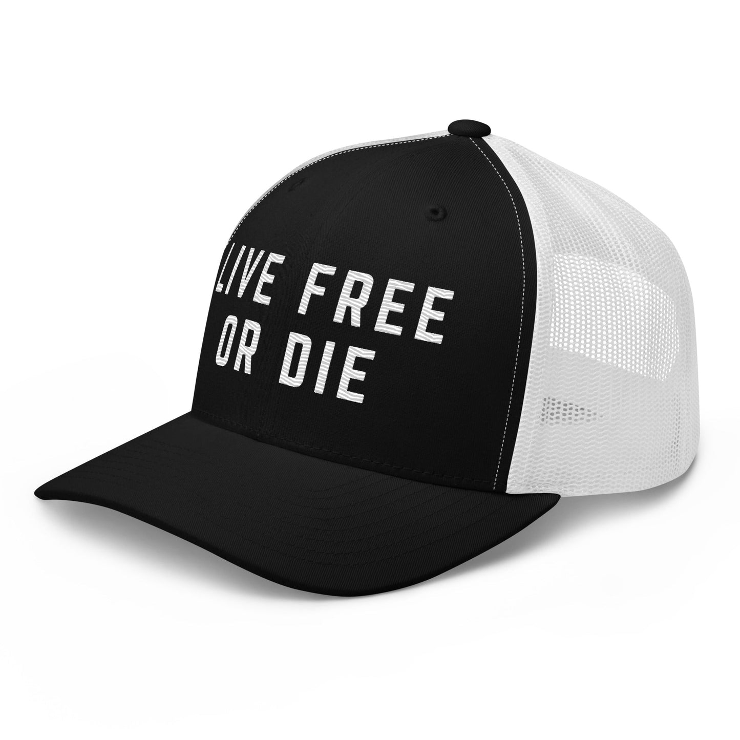 Embroidered "LIVE FREE OR DIE" | Retro Trucker Cap Retro Trucker Cap Gun Beaver