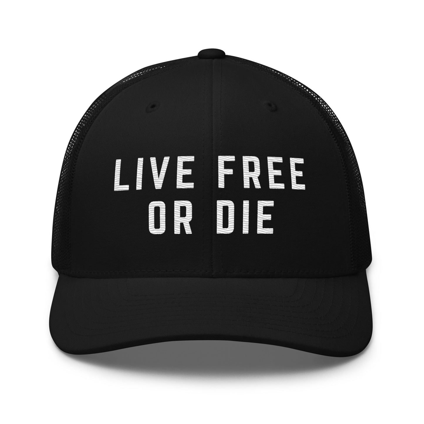 Embroidered "LIVE FREE OR DIE" | Retro Trucker Cap Retro Trucker Cap Gun Beaver Black