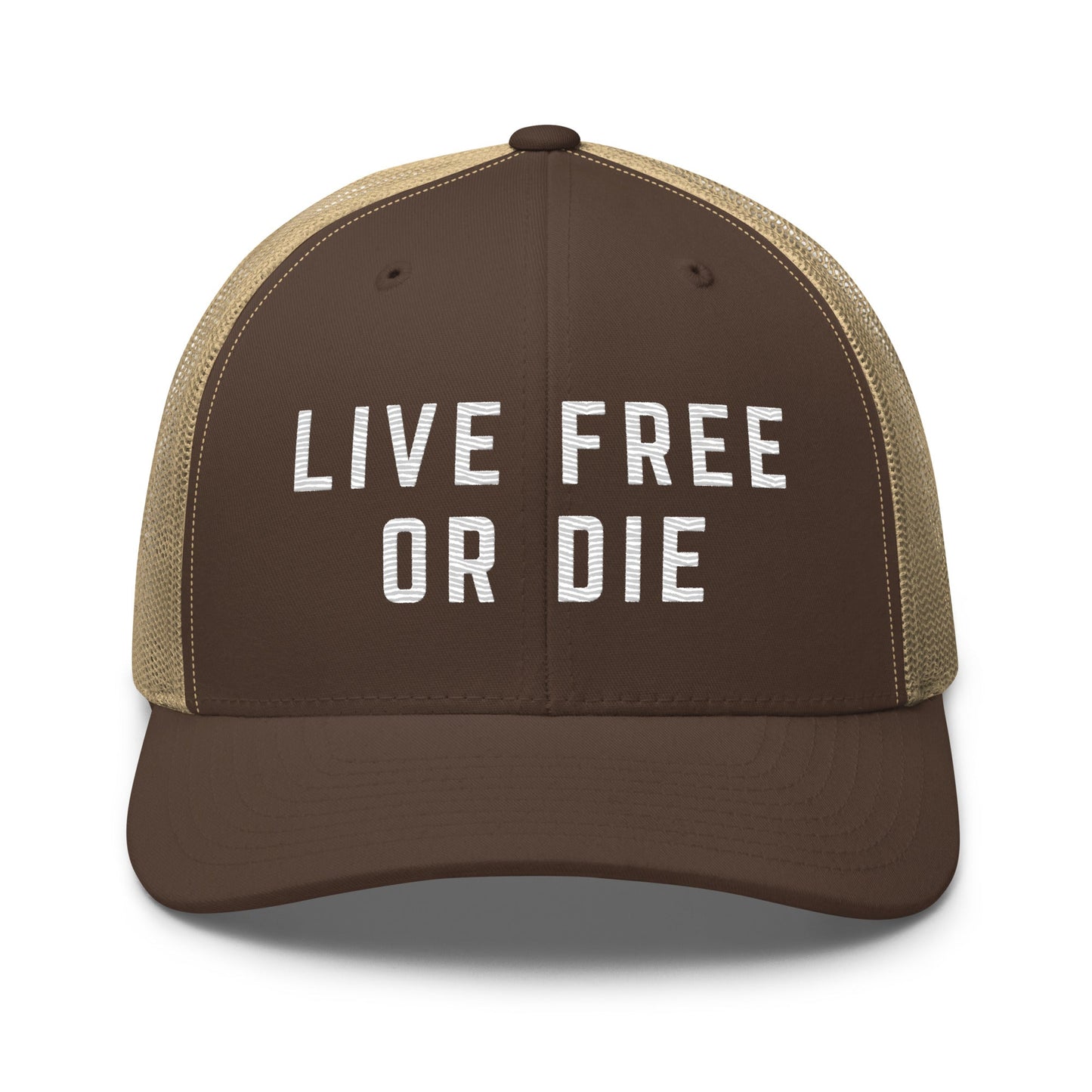 Embroidered "LIVE FREE OR DIE" | Retro Trucker Cap Retro Trucker Cap Gun Beaver Brown/ Khaki