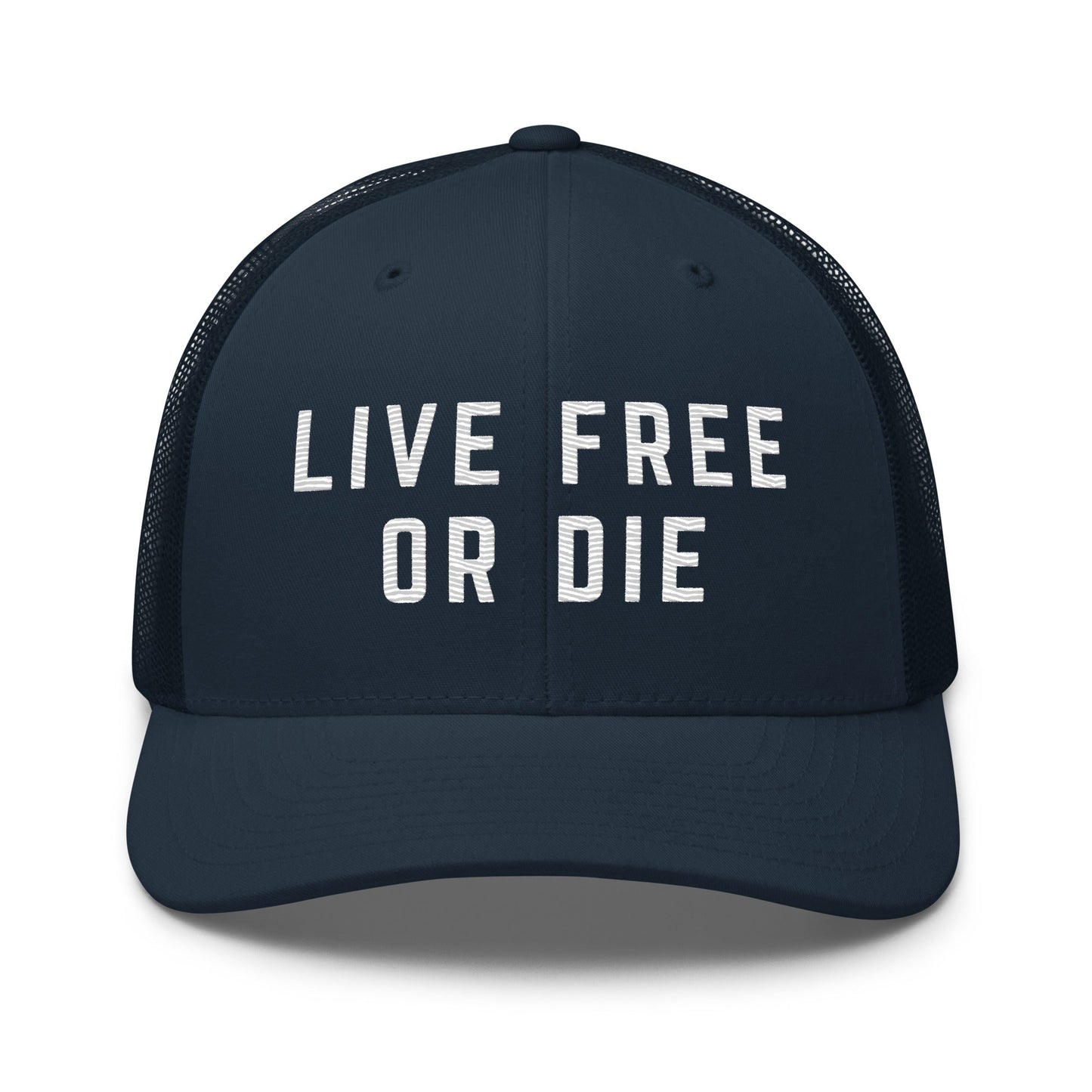 Embroidered "LIVE FREE OR DIE" | Retro Trucker Cap Retro Trucker Cap Gun Beaver Navy