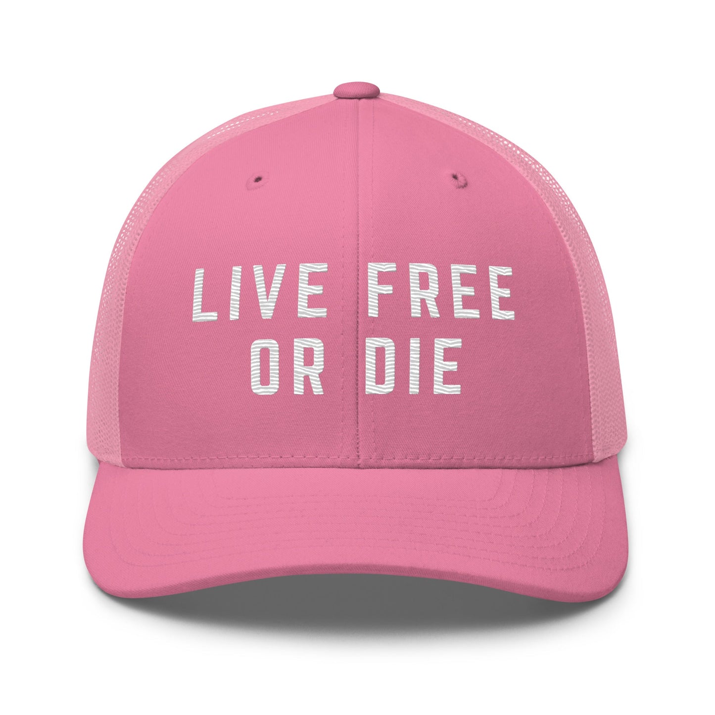 Embroidered "LIVE FREE OR DIE" | Retro Trucker Cap Retro Trucker Cap Gun Beaver Pink