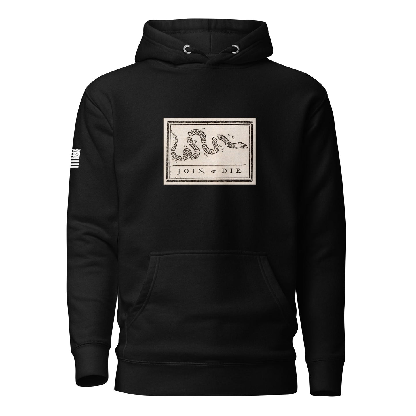 "Join or Die" Flag | Premium Cotton Hoodie Cotton Hoodie Gun Beaver Black S