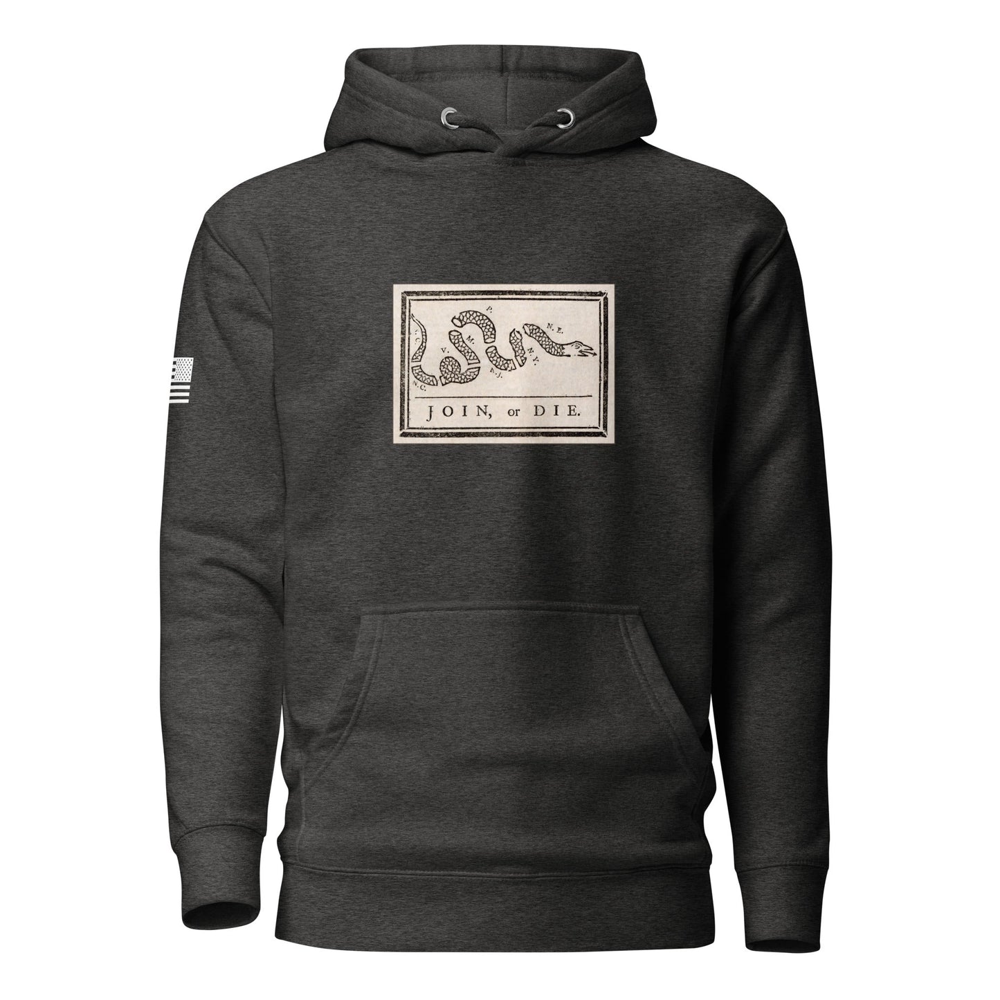 "Join or Die" Flag | Premium Cotton Hoodie Cotton Hoodie Gun Beaver Charcoal Heather S