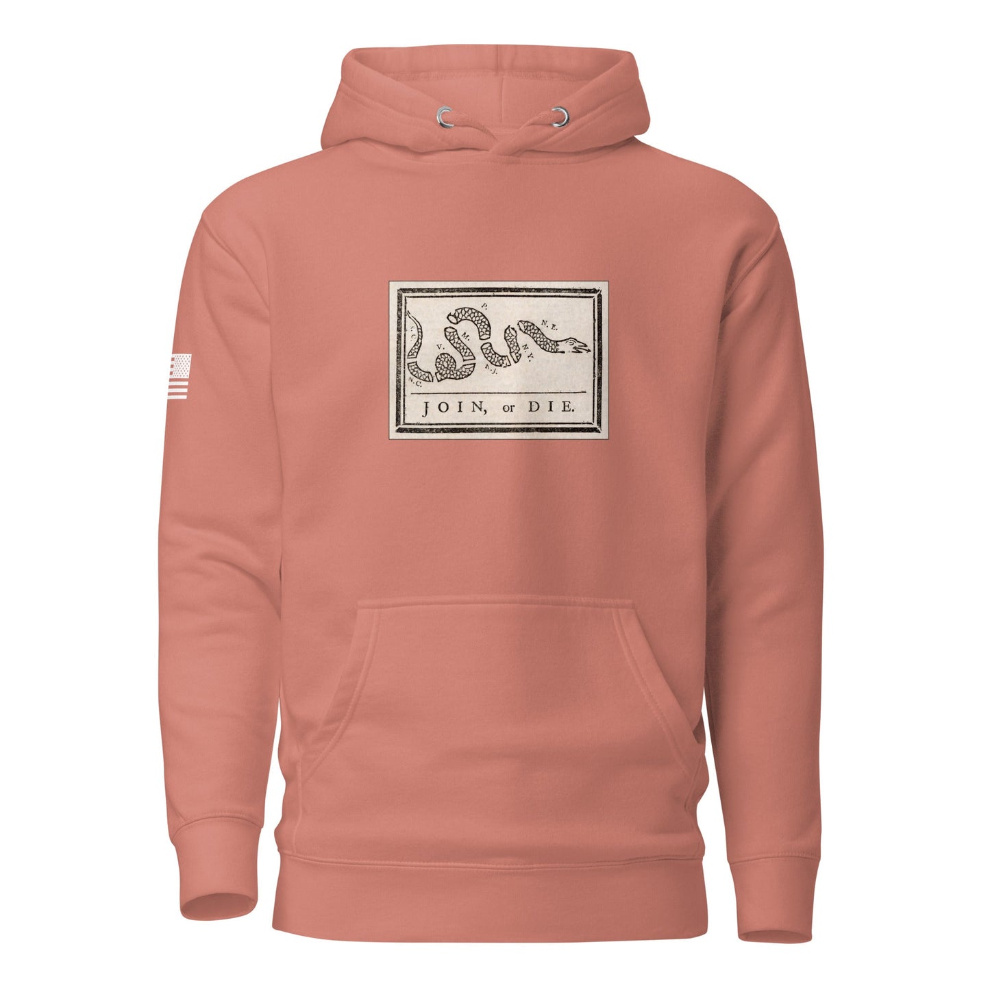 "Join or Die" Flag | Premium Cotton Hoodie Cotton Hoodie Gun Beaver Dusty Rose S