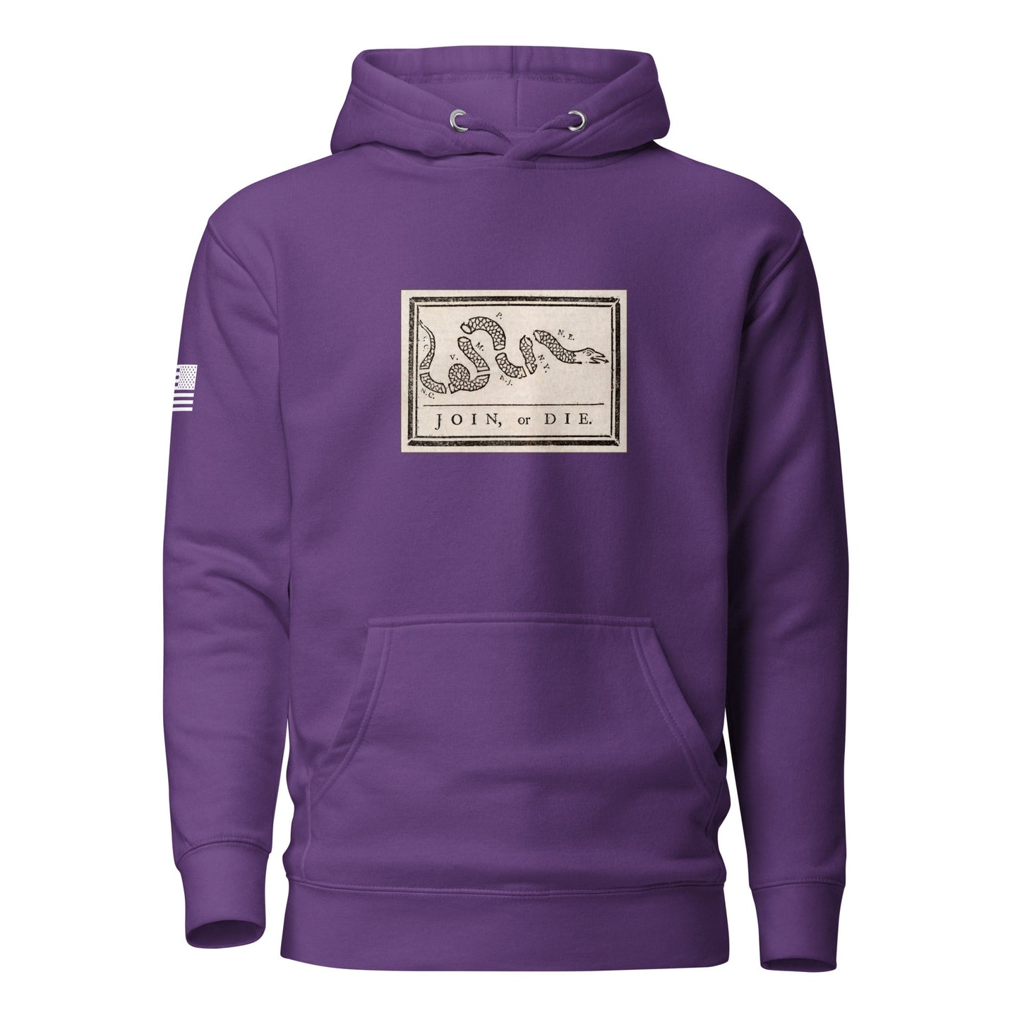 "Join or Die" Flag | Premium Cotton Hoodie Cotton Hoodie Gun Beaver Purple S