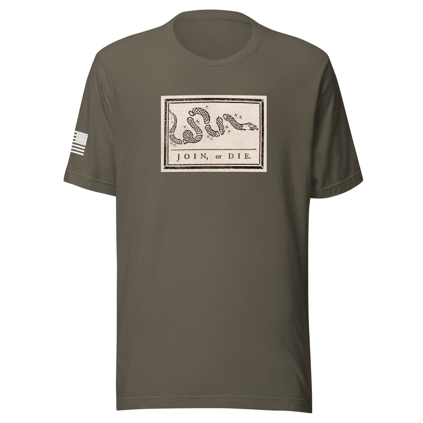 "Join or Die" Flag | Short Sleeve Jersey T-Shirt | Bella + Canvas T-Shirt Gun Beaver Army S