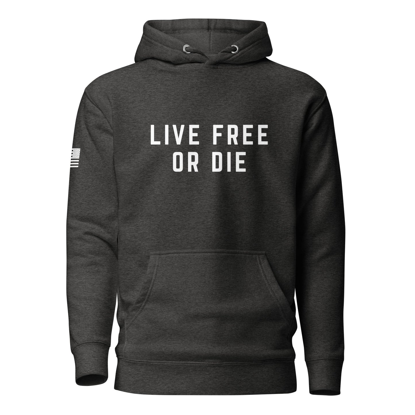 "LIVE FREE OR DIE" | Premium Cotton Hoodie Cotton Hoodie Gun Beaver Charcoal Heather S