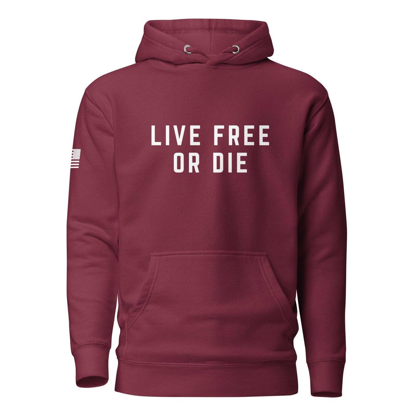"LIVE FREE OR DIE" | Premium Cotton Hoodie Cotton Hoodie Gun Beaver Maroon S