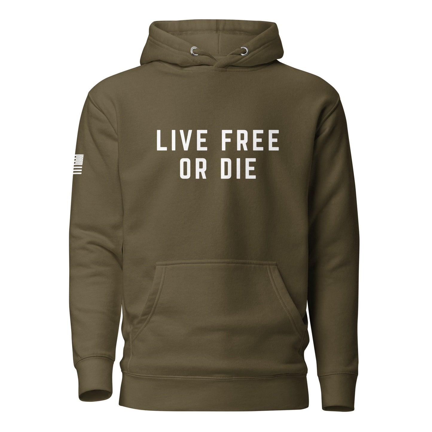 "LIVE FREE OR DIE" | Premium Cotton Hoodie Cotton Hoodie Gun Beaver Military Green S