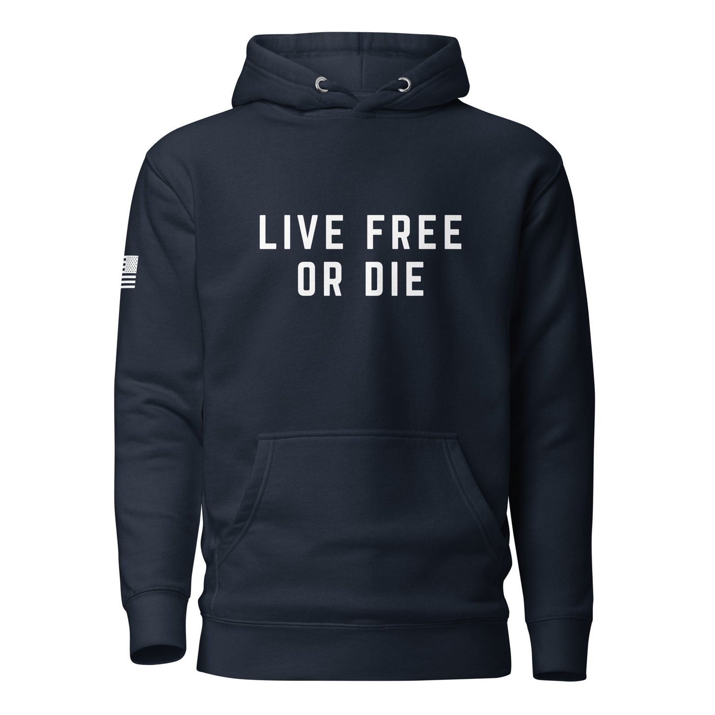 "LIVE FREE OR DIE" | Premium Cotton Hoodie Cotton Hoodie Gun Beaver Navy Blazer S