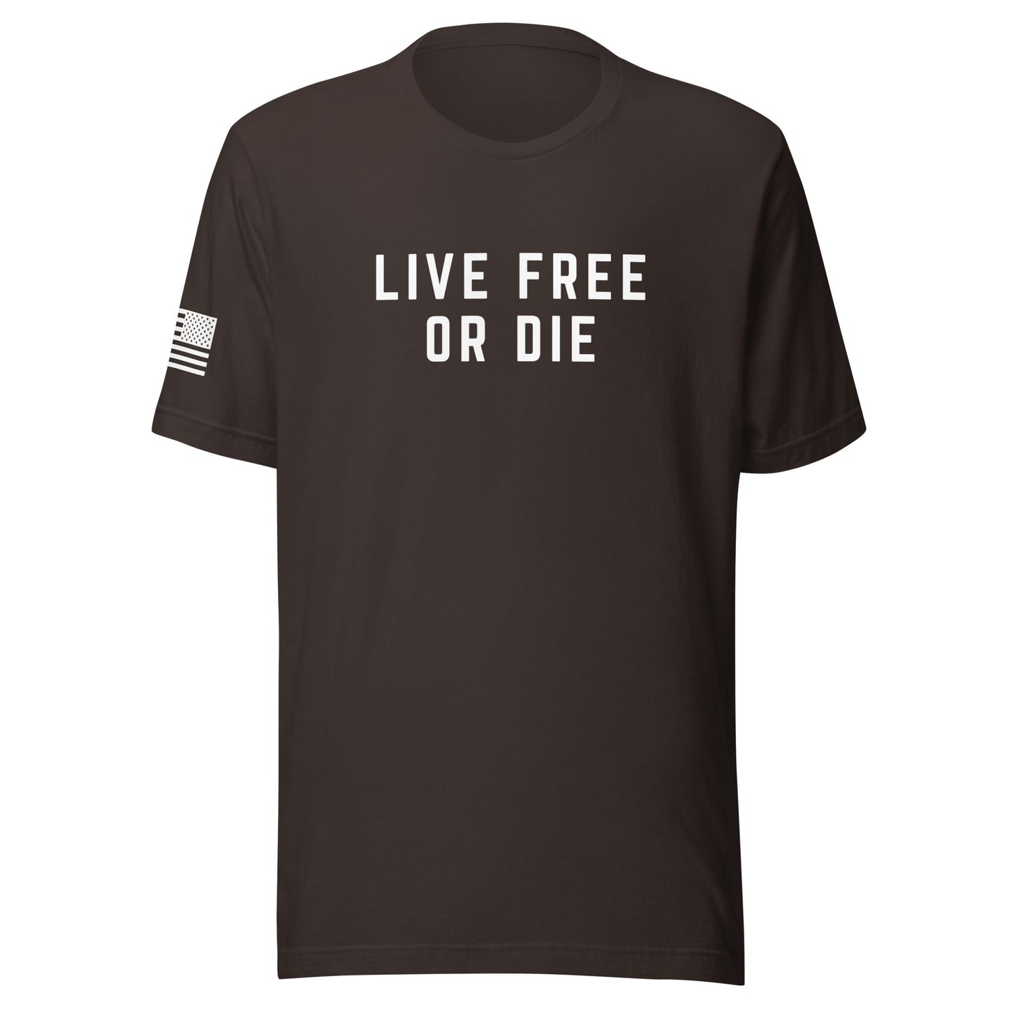 "LIVE FREE OR DIE" | Short Sleeve Jersey T-Shirt | Bella + Canvas T-Shirt Gun Beaver Brown S