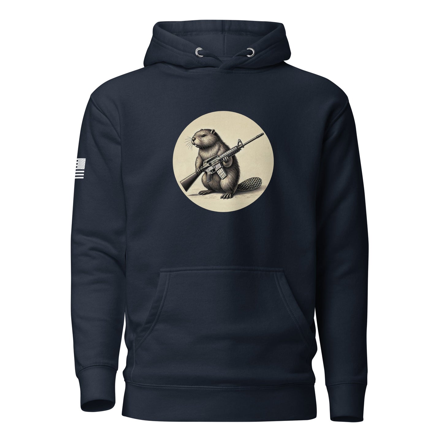 Strapped Beaver | Premium Cotton Hoodie Cotton Hoodie Gun Beaver Navy Blazer S