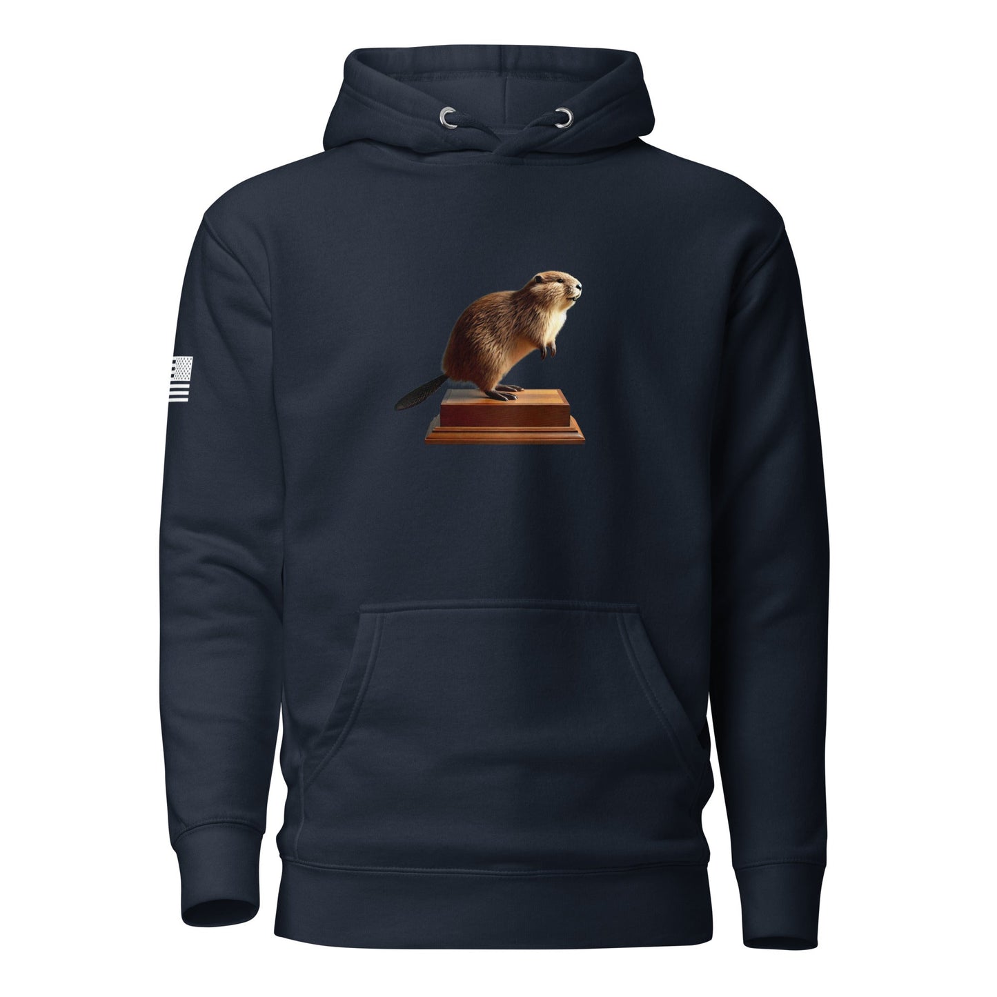 "Thank you. I just had it stuffed." Stuffed Beaver | Premium Cotton Hoodie Cotton Hoodie Gun Beaver Navy Blazer S