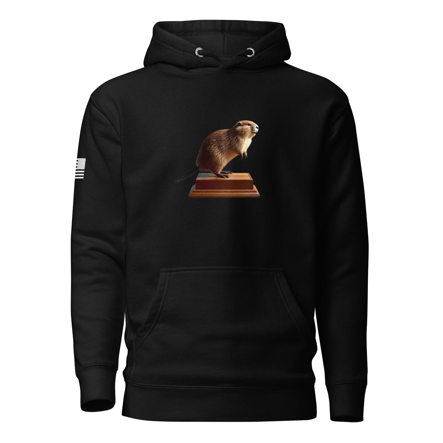 "Thank you. I just had it stuffed." Stuffed Beaver | Premium Cotton Hoodie Cotton Hoodie Gun Beaver Black S