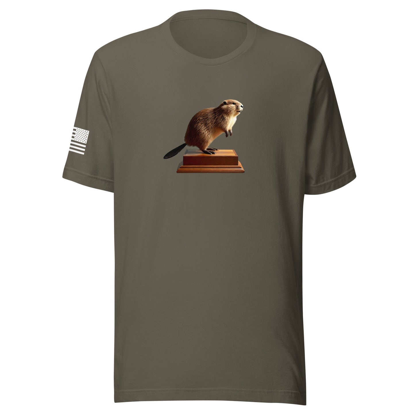 "Thank you. I just had it stuffed." Stuffed Beaver | Short Sleeve Jersey T-Shirt | Bella + Canvas T-Shirt Gun Beaver Army S