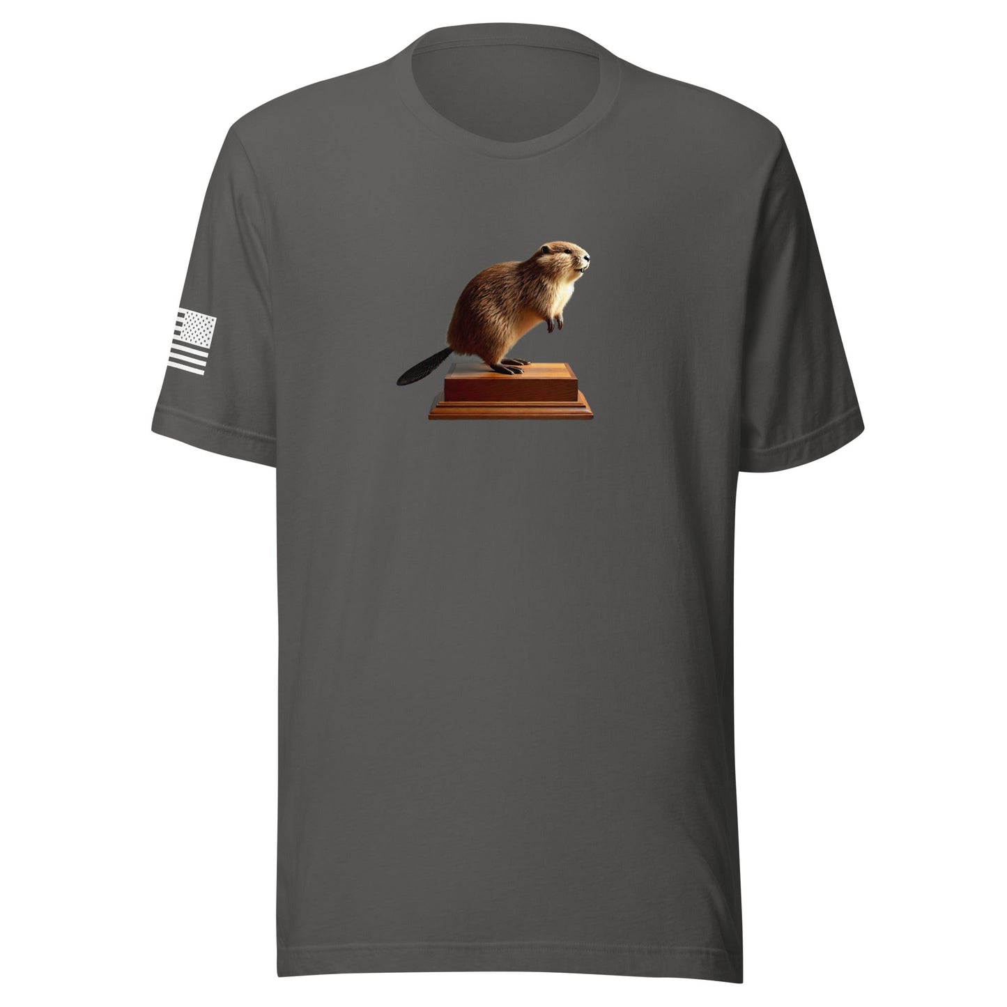 "Thank you. I just had it stuffed." Stuffed Beaver | Short Sleeve Jersey T-Shirt | Bella + Canvas T-Shirt Gun Beaver Asphalt S
