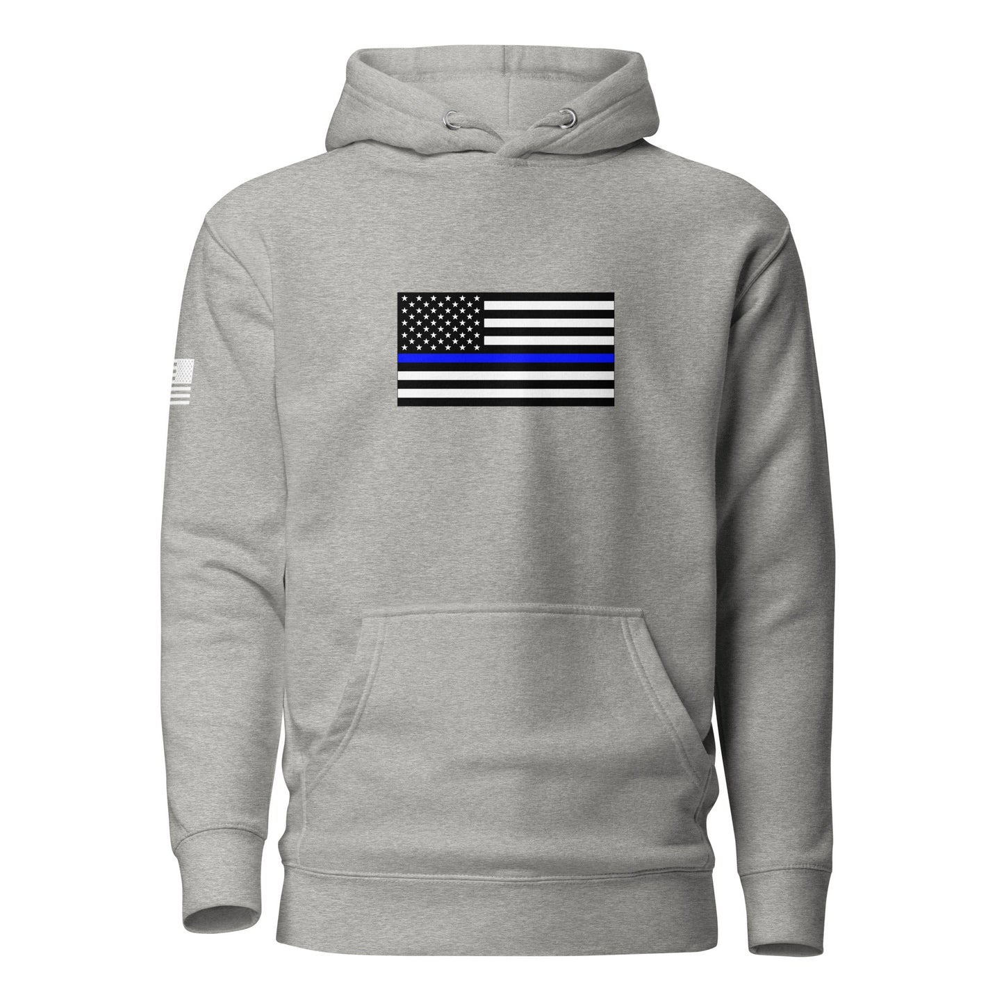 Thin Blue Line Flag | Premium Cotton Hoodie Cotton Hoodie Gun Beaver Carbon Grey S