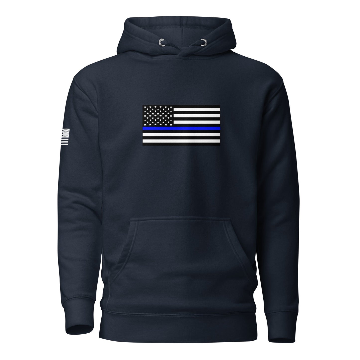 Thin Blue Line Flag | Premium Cotton Hoodie Cotton Hoodie Gun Beaver Navy Blazer S