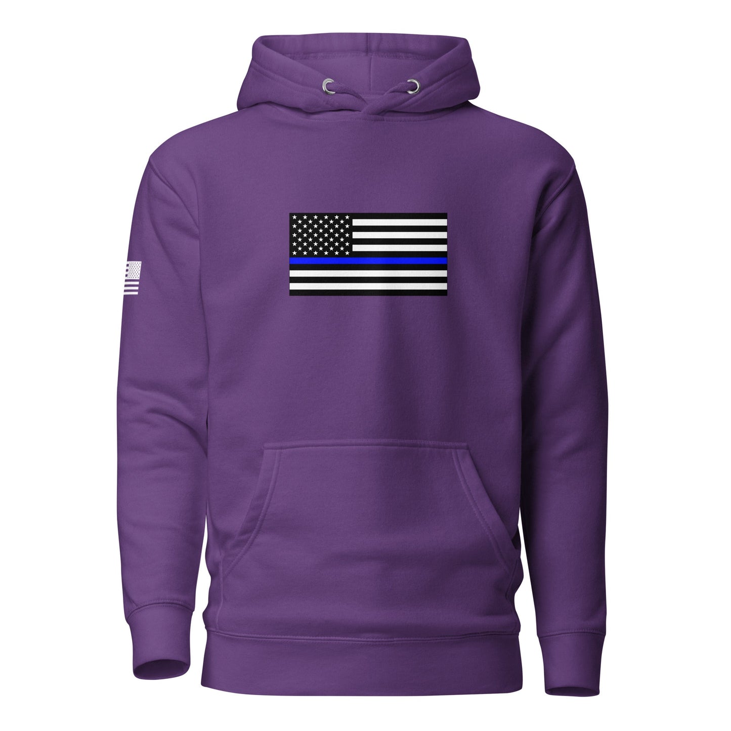 Thin Blue Line Flag | Premium Cotton Hoodie Cotton Hoodie Gun Beaver Purple S