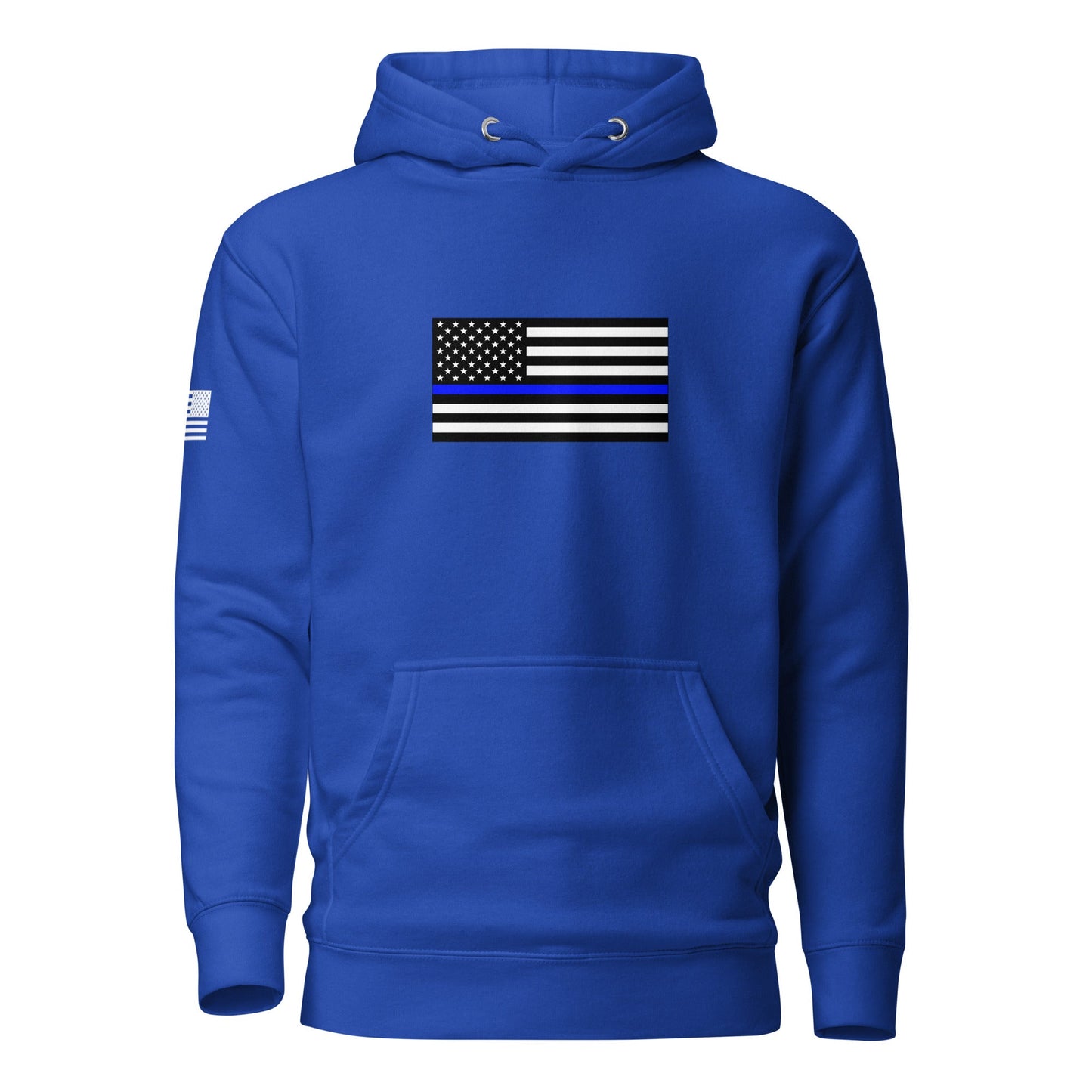 Thin Blue Line Flag | Premium Cotton Hoodie Cotton Hoodie Gun Beaver Team Royal S