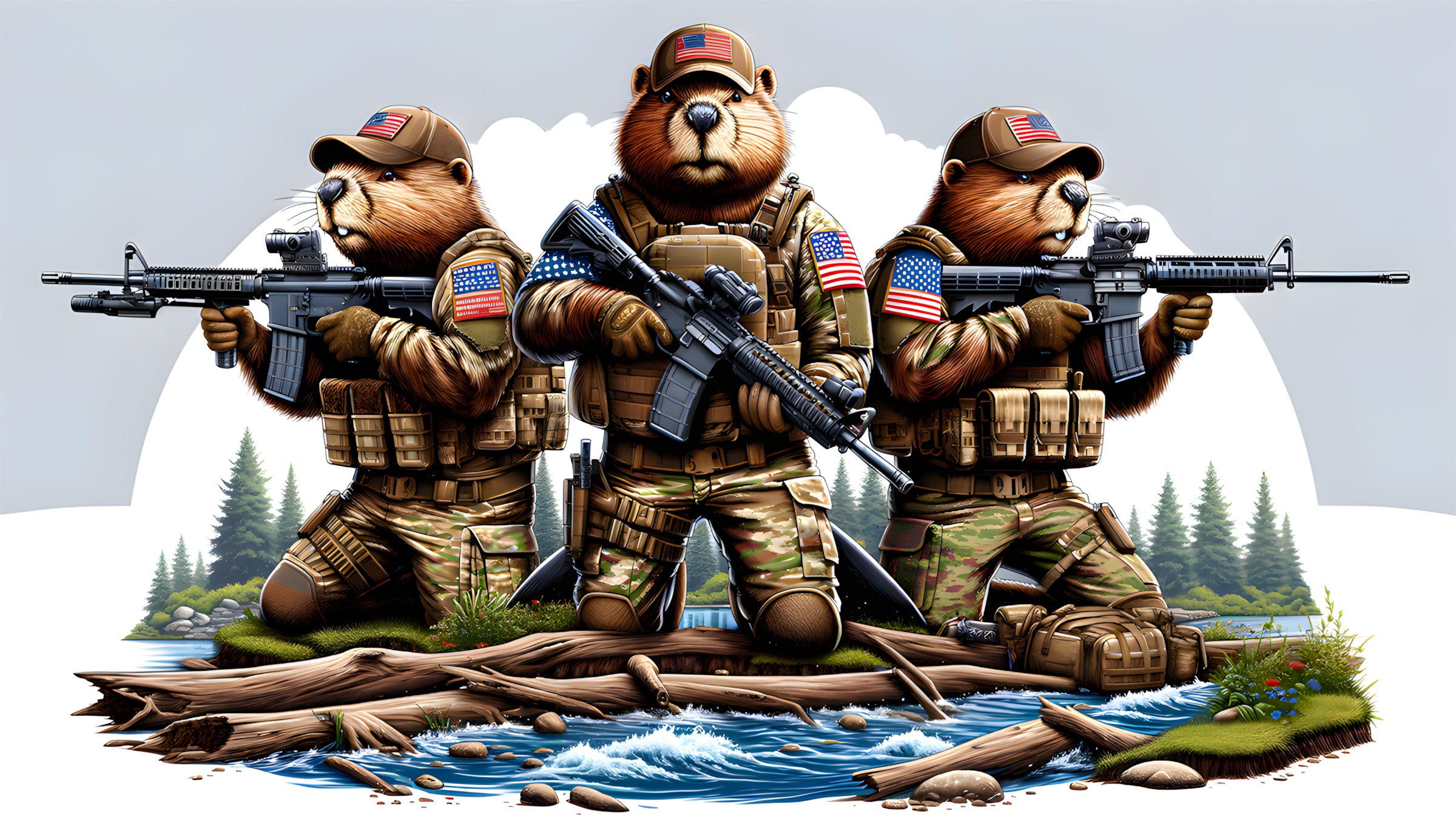 Gun Beaver- Geared up beavers with rifles - gunbeaver.com