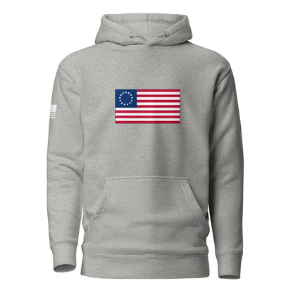 Betsy Ross Flag | Premium Cotton Hoodie Cotton Hoodie Gun Beaver Carbon Grey S 
