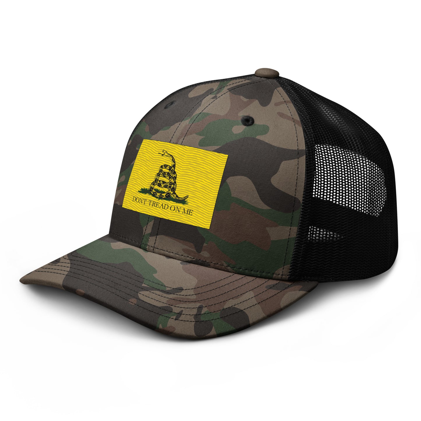 Embroidered "Don't Tread on Me" Gadsden Flag | Camouflage Trucker Cap Camouflage Trucker Cap Gun Beaver   