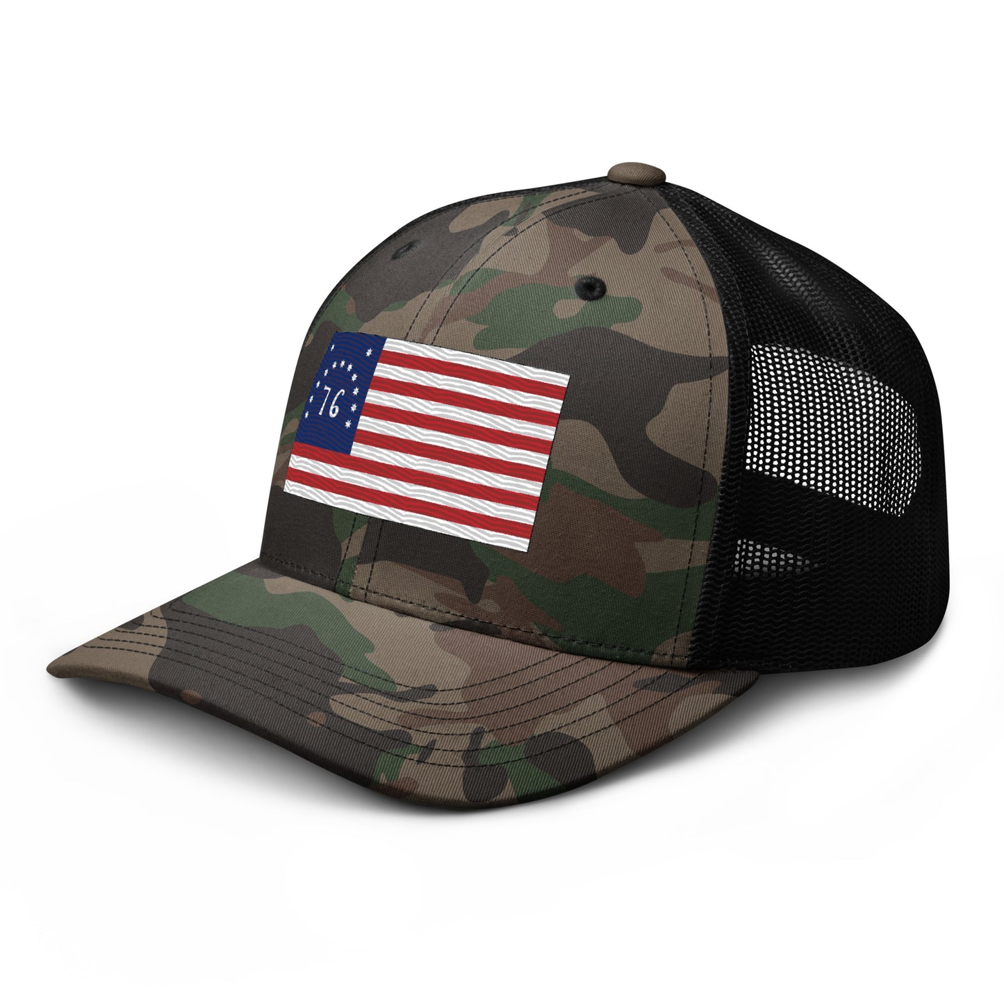 Embroidered Bennington Flag | Camouflage Trucker Cap Camouflage Trucker Cap Gun Beaver   