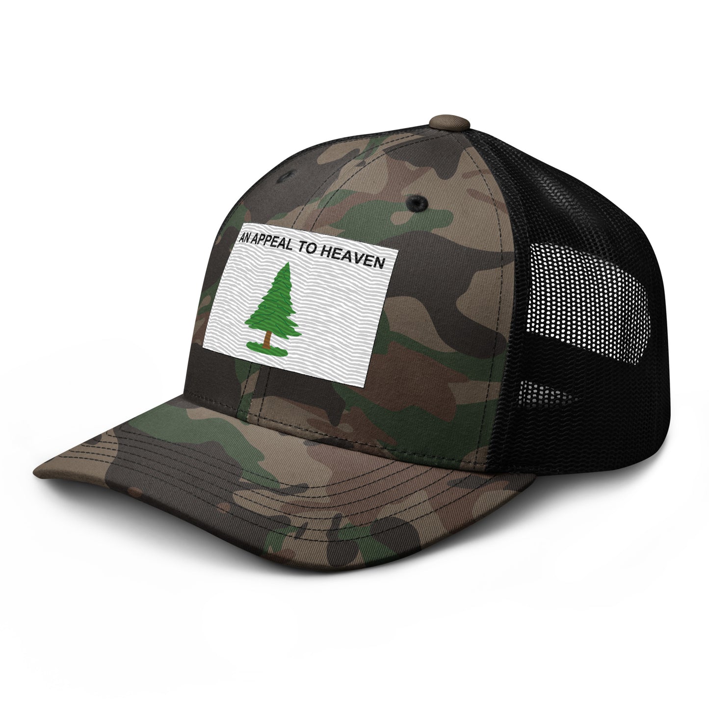 Embroidered "An Appeal to Heaven" Flag | Camouflage Trucker Cap Camouflage Trucker Cap Gun Beaver   