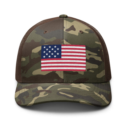 Embroidered 1812 Flag ("The Star-Spangled Banner") | Camouflage Trucker Cap Camouflage Trucker Cap Gun Beaver Camo/Brown  